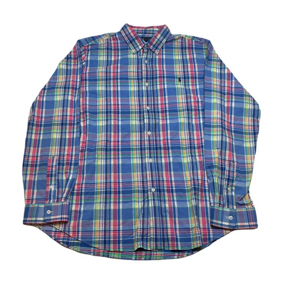 Polo Ralph Lauren Performance Shirt Mens 2XL Blue Multi Plaid‎ Nylon Active - Picture 1 of 9